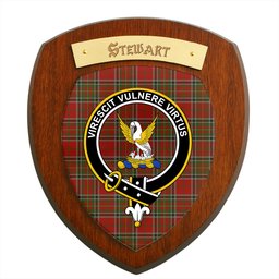ScotsTee Shop Scottish Stewart of Galloway Clan Crest Scottish Tartan Wooden Wall Plaque