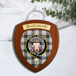 ScotsTee Shop Scottish MacFarlane Black White Clan Crest Scottish Tartan Wooden Wall Plaque