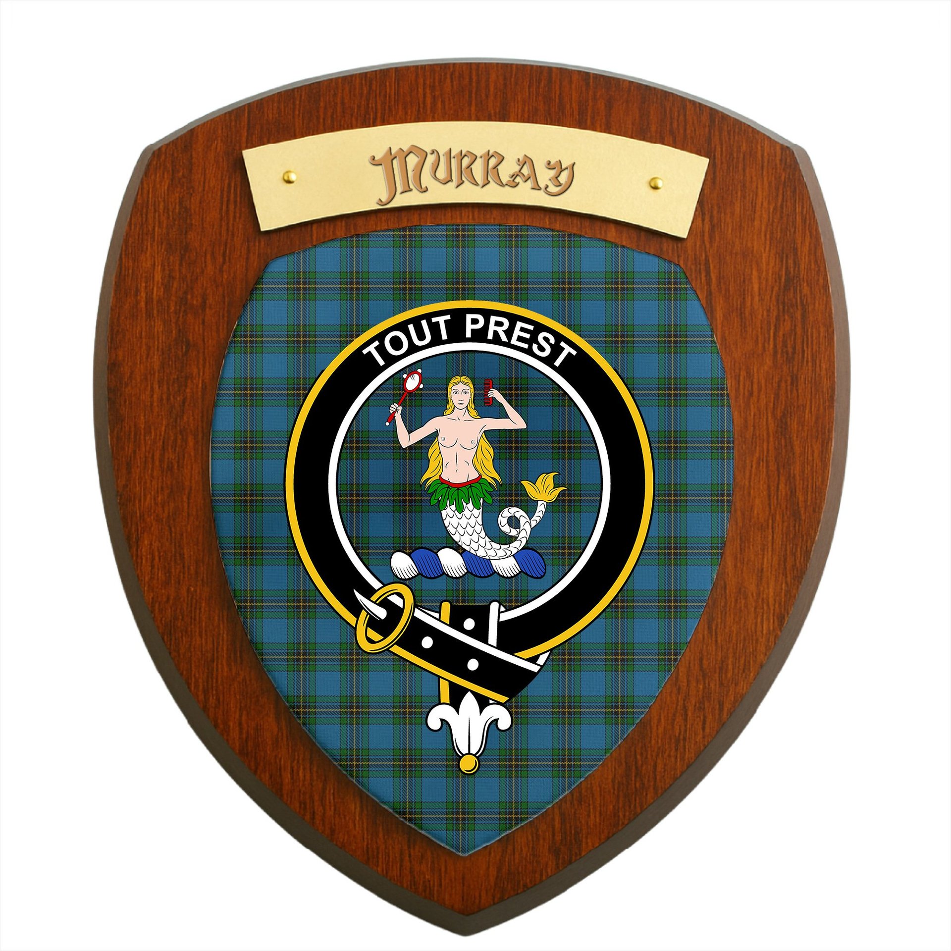 ScotsTee Shop Scottish Murray of Elibank Clan Crest Scottish Tartan Wooden Wall Plaque