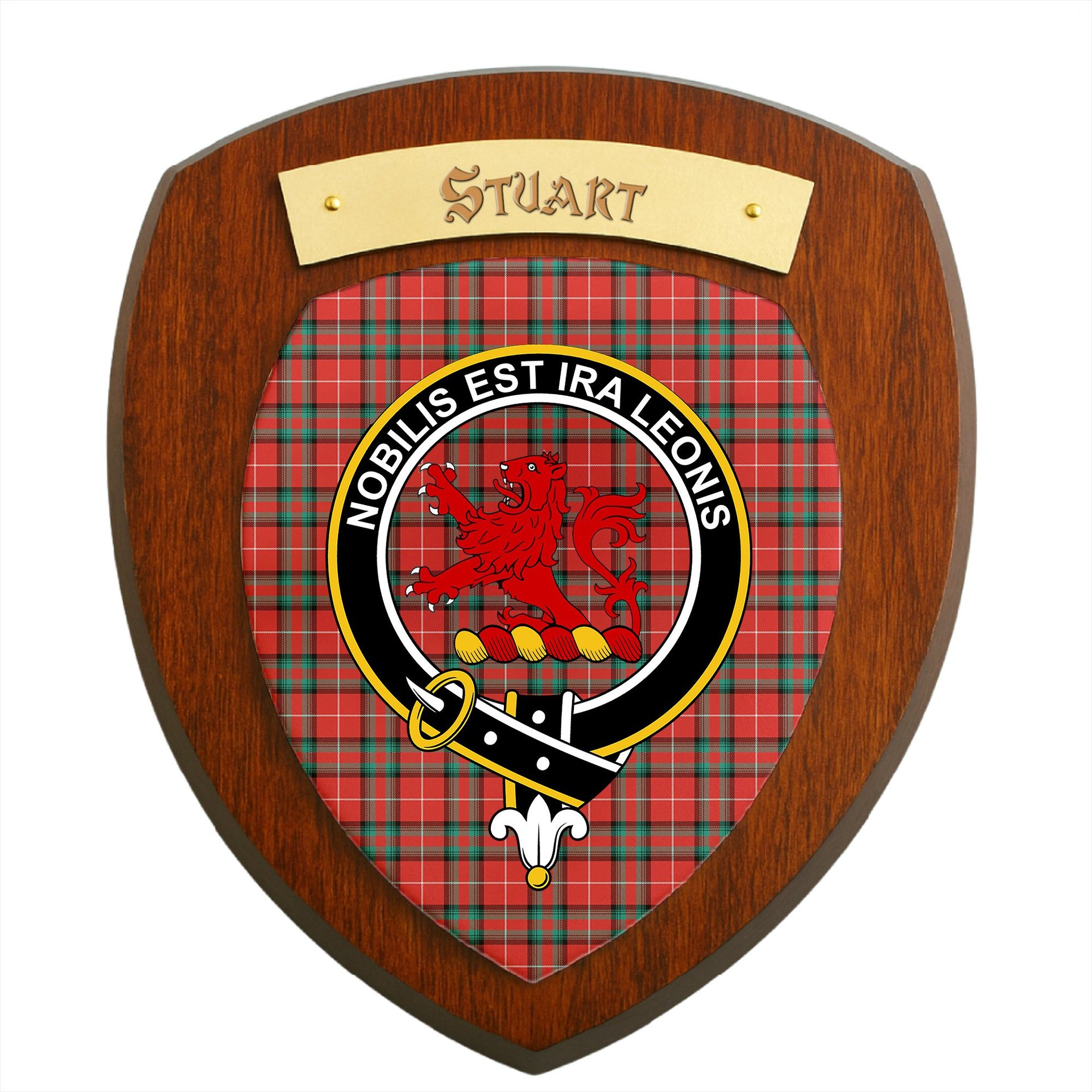 ScotsTee Shop Scottish Stuart of Bute SC Clan Crest Scottish Tartan Wooden Wall Plaque