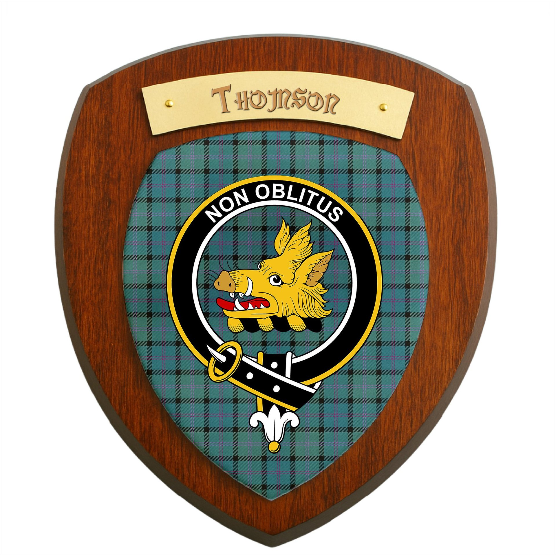 ScotsTee Shop Scottish Thomson Ancient Clan Crest Scottish Tartan Wooden Wall Plaque