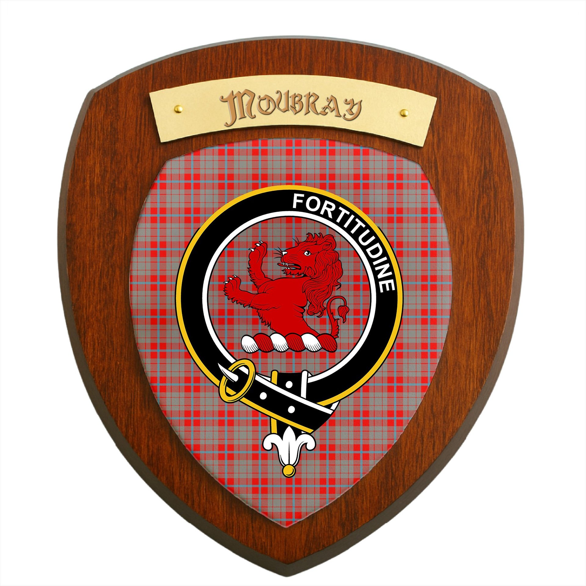 ScotsTee Shop Scottish Moubray Clan Crest Scottish Tartan Wooden Wall Plaque