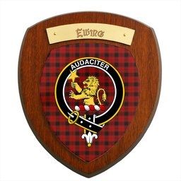 ScotsTee Shop Scottish Ewing Clan Crest Scottish Tartan Wooden Wall Plaque