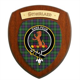 ScotsTee Shop Scottish Sutherland Clan Crest Scottish Tartan Wooden Wall Plaque