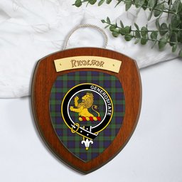ScotsTee Shop Scottish Nicolson Green Hunting Clan Crest Scottish Tartan Wooden Wall Plaque