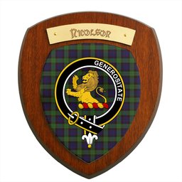 ScotsTee Shop Scottish Nicolson Green Hunting Clan Crest Scottish Tartan Wooden Wall Plaque