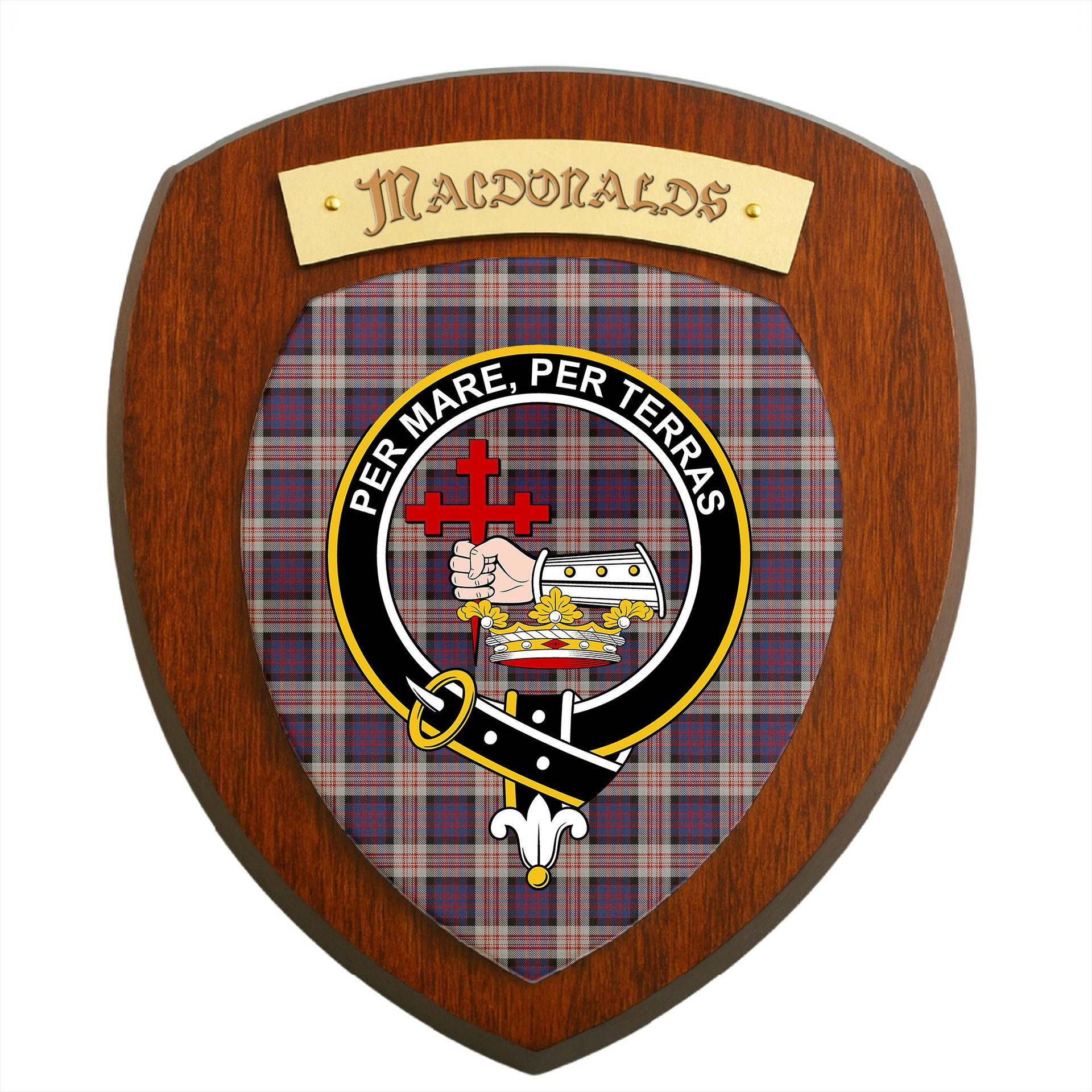 ScotsTee Shop Scottish MacDonald Pattern of Plaids Clan Crest Scottish Tartan Wooden Wall Plaque