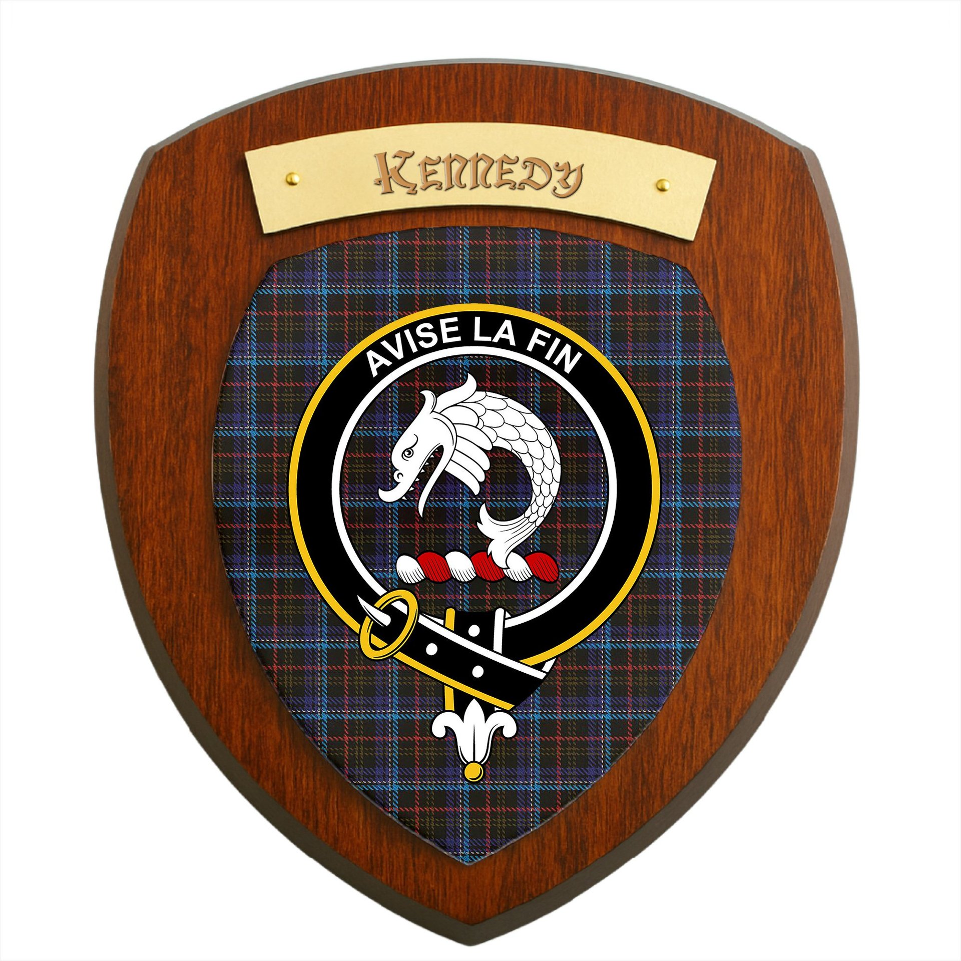 ScotsTee Shop Scottish Kennedy Irish Clan Crest Scottish Tartan Wooden Wall Plaque