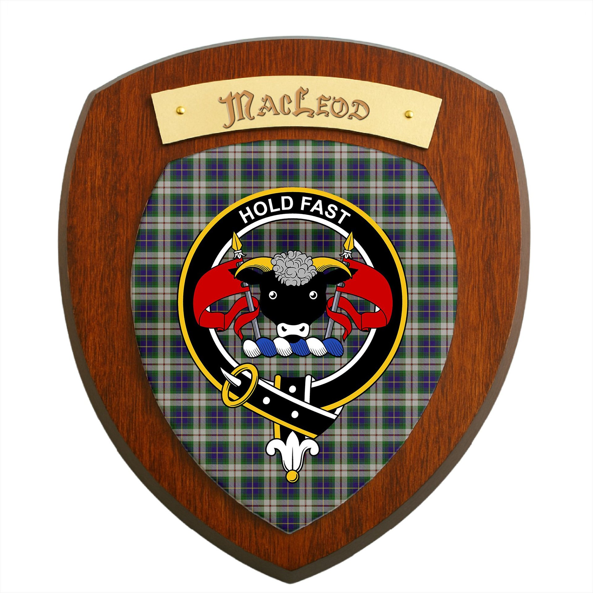 ScotsTee Shop Scottish MacLeod of California Clan Crest Scottish Tartan Wooden Wall Plaque