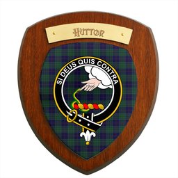 ScotsTee Shop Scottish Hutton Clan Crest Scottish Tartan Wooden Wall Plaque