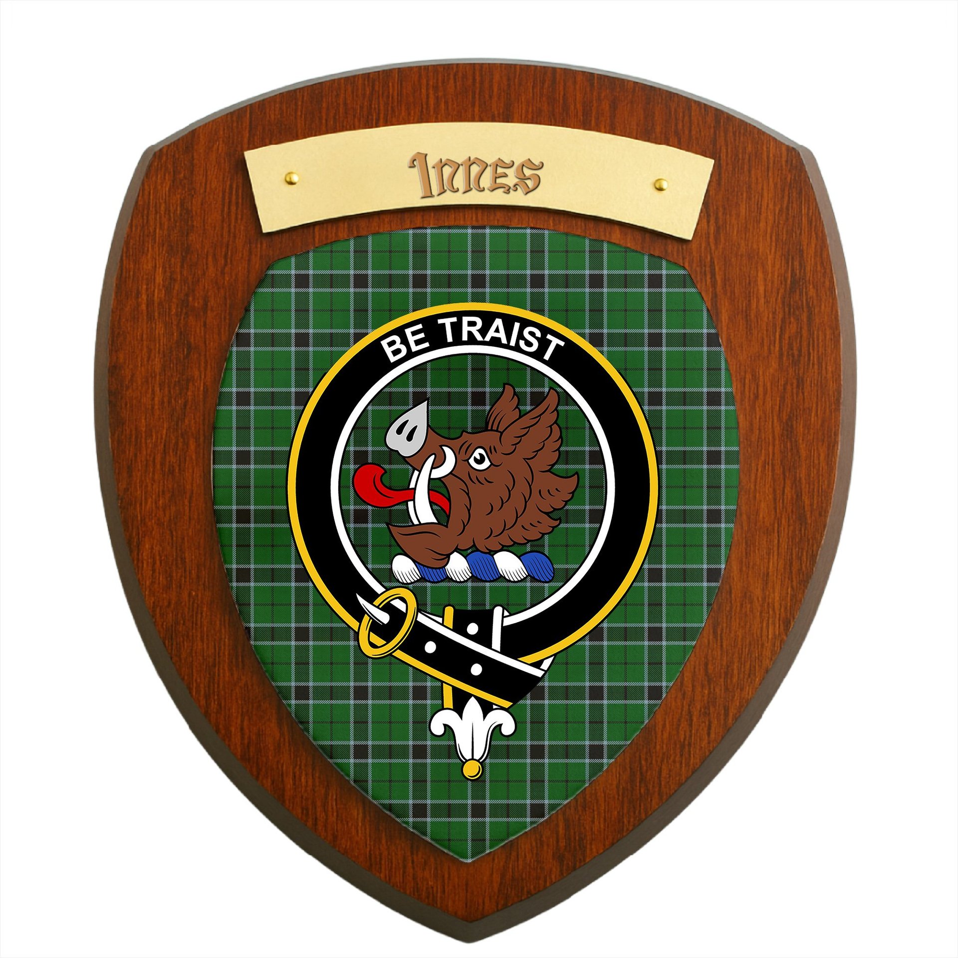ScotsTee Shop Scottish Innes Hunting Clan Crest Scottish Tartan Wooden Wall Plaque
