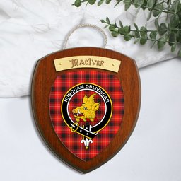 ScotsTee Shop Scottish MacIver Modern SC Clan Crest Scottish Tartan Wooden Wall Plaque