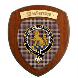 ScotsTee Shop Scottish MacPherson Clan Crest Scottish Tartan Wooden Wall Plaque