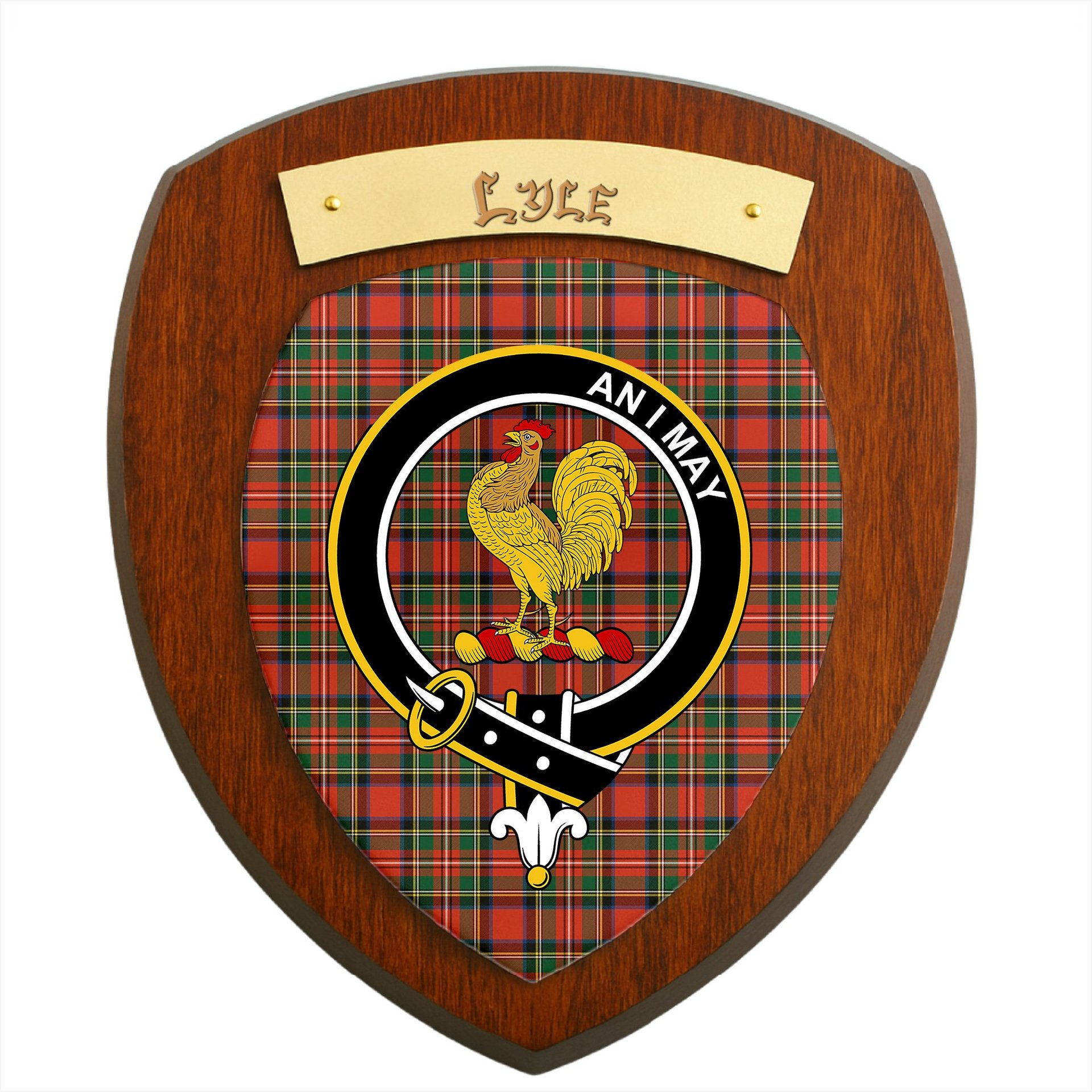 ScotsTee Shop Scottish Lyle Clan Crest Scottish Tartan Wooden Wall Plaque