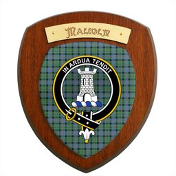 ScotsTee Shop Scottish Malcolm Ancient Clan Crest Scottish Tartan Wooden Wall Plaque