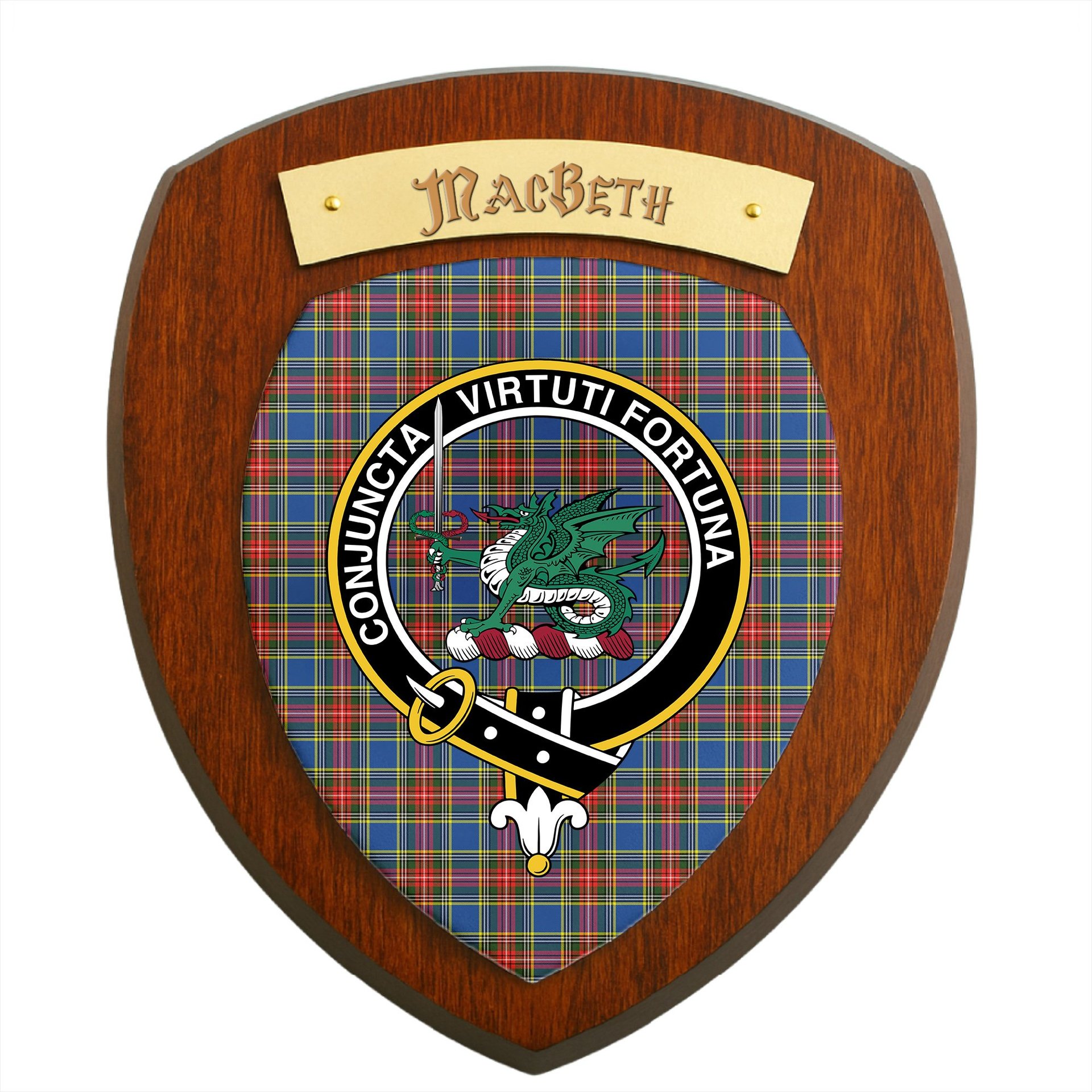ScotsTee Shop Scottish MacBeth Modern SC Clan Crest Scottish Tartan Wooden Wall Plaque