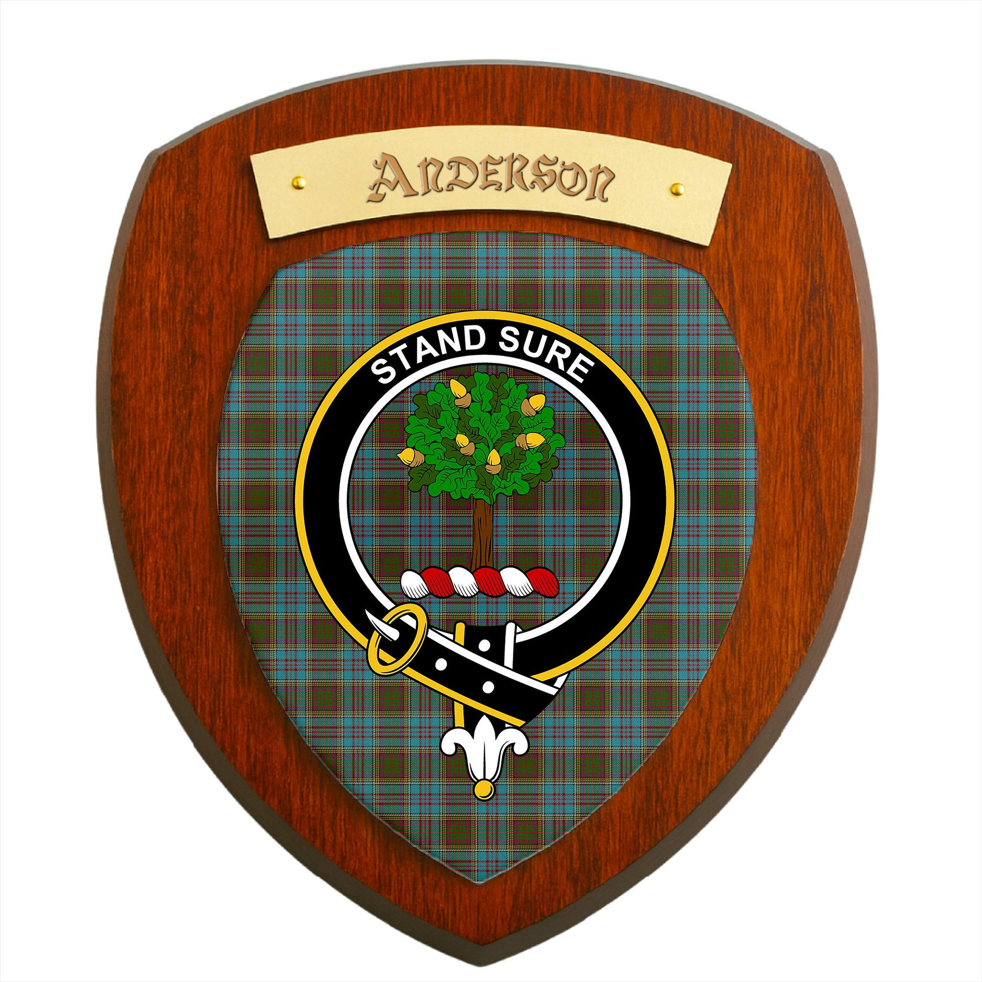 ScotsTee Shop Scottish Anderson Clan Crest Scottish Tartan Wooden Wall Plaque
