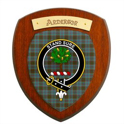 ScotsTee Shop Scottish Anderson Clan Crest Scottish Tartan Wooden Wall Plaque