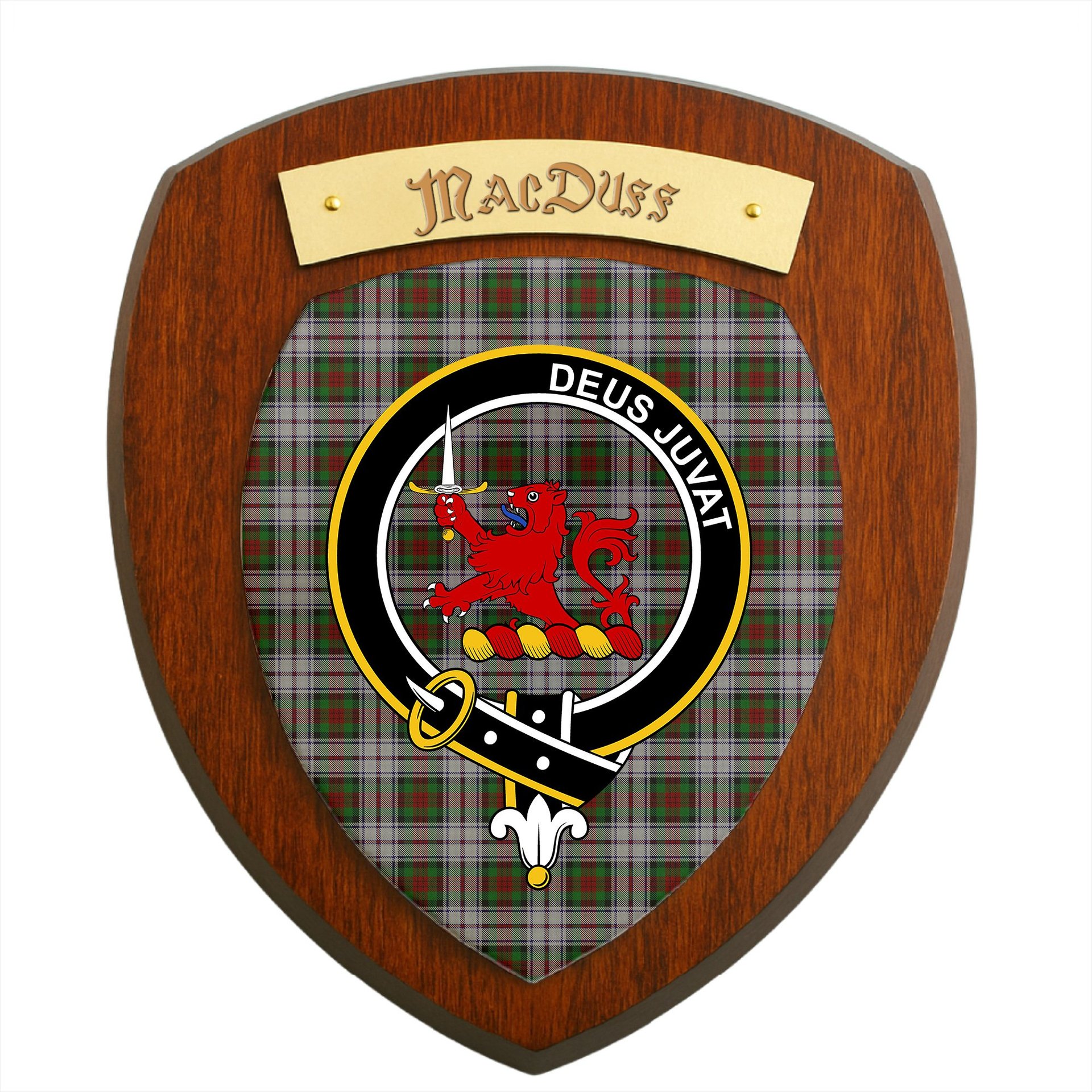 ScotsTee Shop Scottish MacDuff Dress Clan Crest Scottish Tartan Wooden Wall Plaque