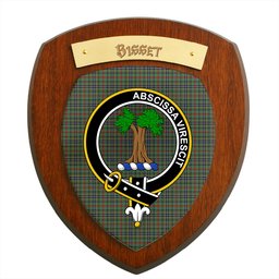 ScotsTee Shop Scottish Bisset Clan Crest Scottish Tartan Wooden Wall Plaque