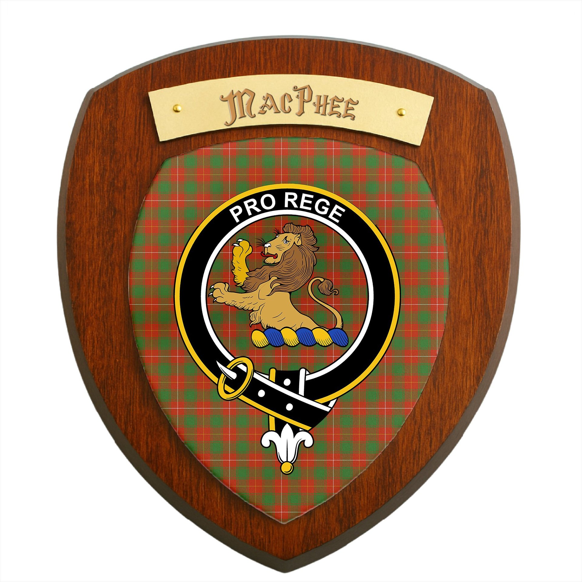 ScotsTee Shop Scottish MacPhee Ancient Clan Crest Scottish Tartan Wooden Wall Plaque
