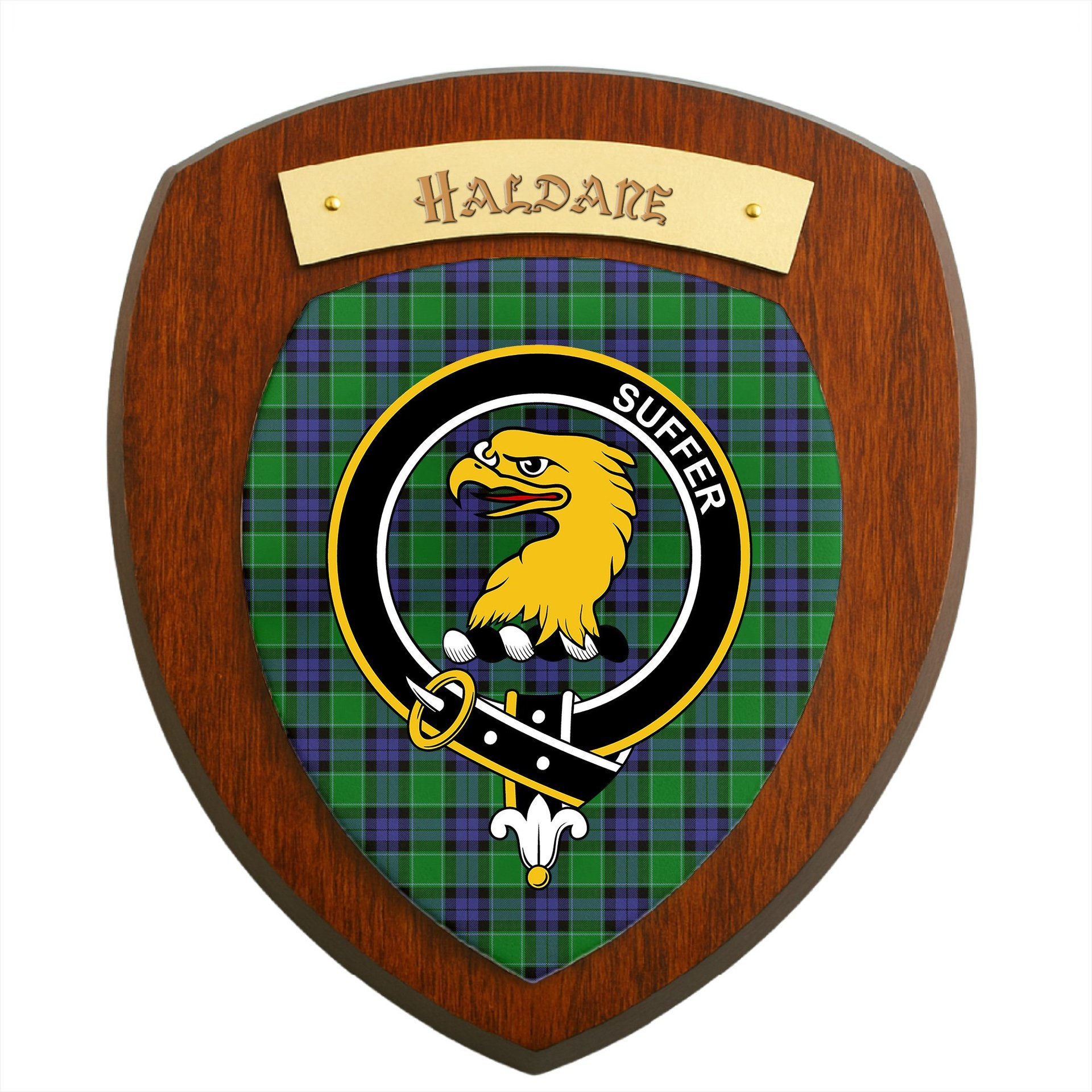 ScotsTee Shop Scottish Haldane Clan Crest Scottish Tartan Wooden Wall Plaque