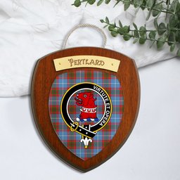 ScotsTee Shop Scottish Pentland Clan Crest Scottish Tartan Wooden Wall Plaque