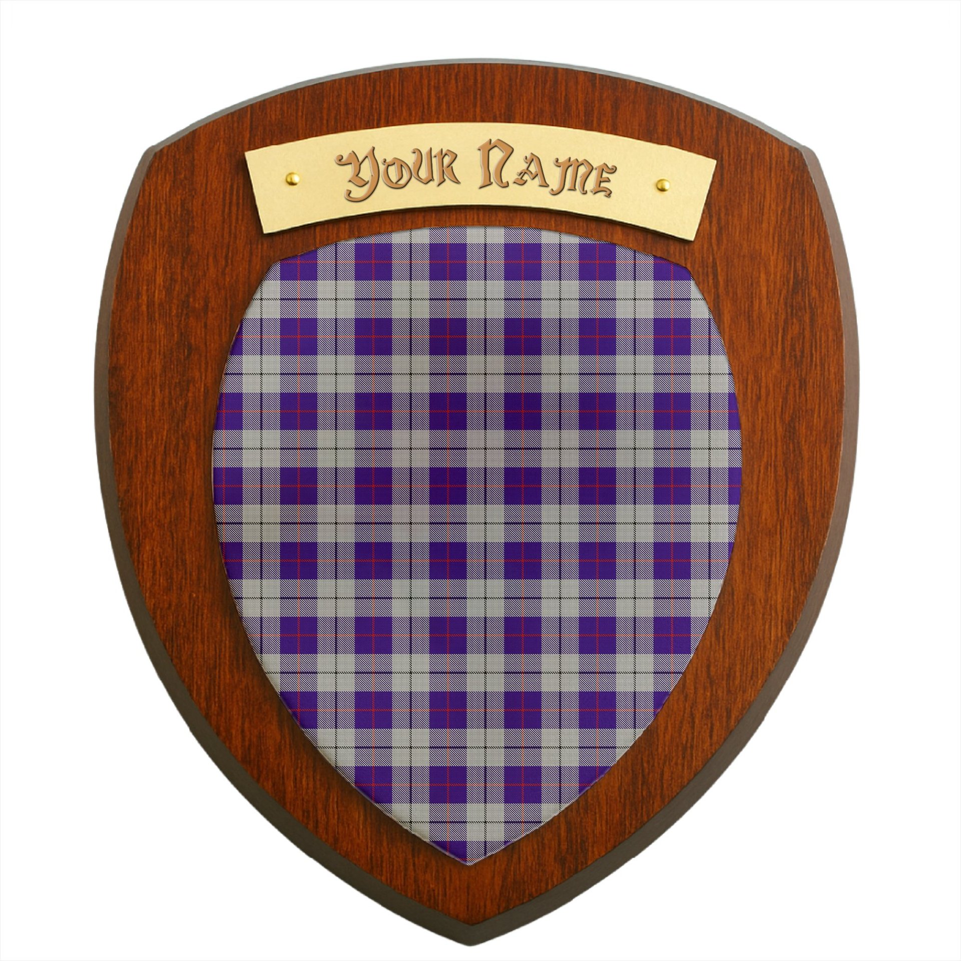 ScotsTee Shop Scottish MacRae Dress Purple 1 Clan Tartan Wooden Wall Plaque Personalize with Your Name