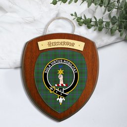 ScotsTee Shop Scottish Henderson MacKendrick Clan Crest Scottish Tartan Wooden Wall Plaque