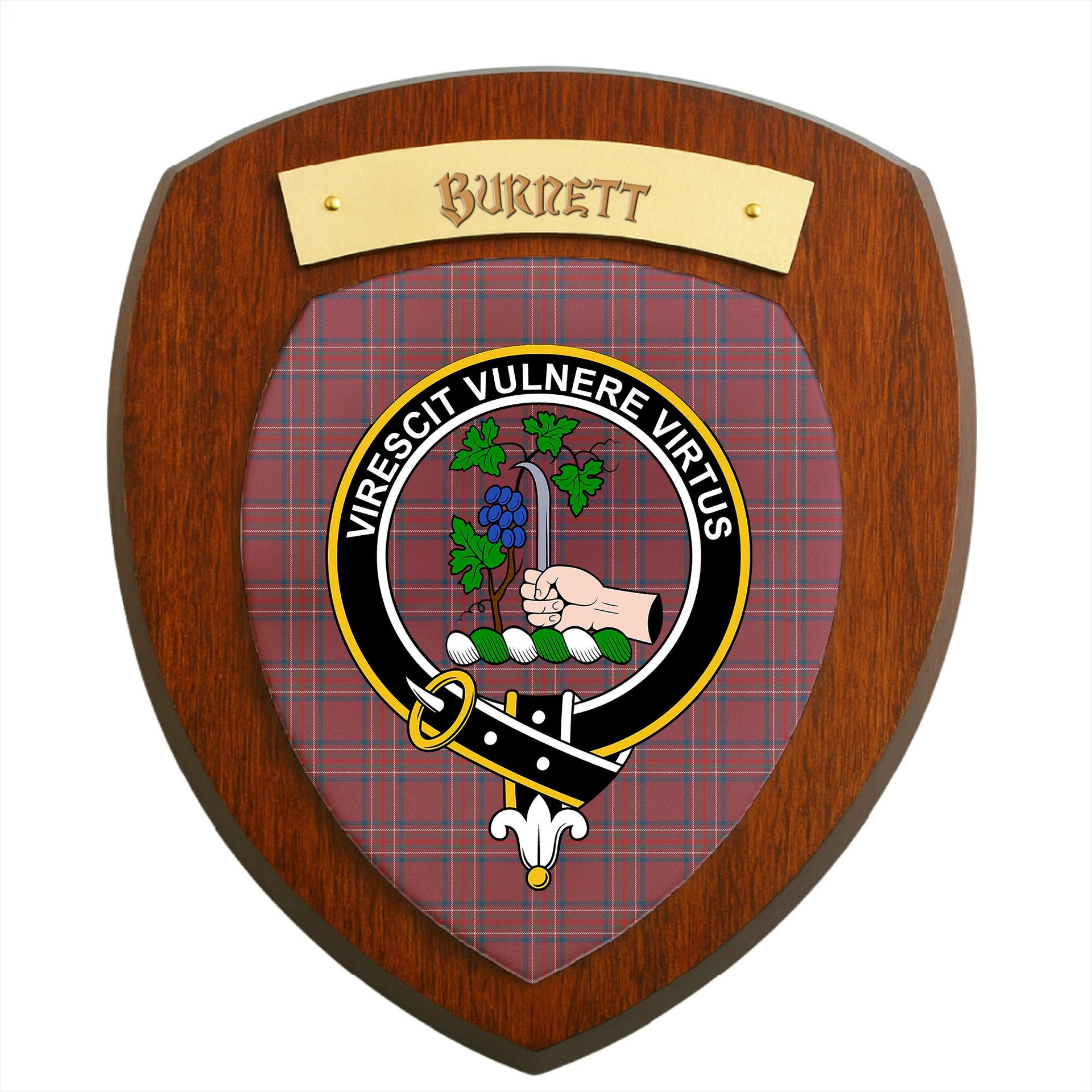 ScotsTee Shop Scottish Burnett Hunting Modern Clan Crest Scottish Tartan Wooden Wall Plaque