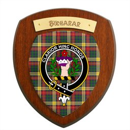 ScotsTee Shop Scottish Buchanan Clan Crest Scottish Tartan Wooden Wall Plaque