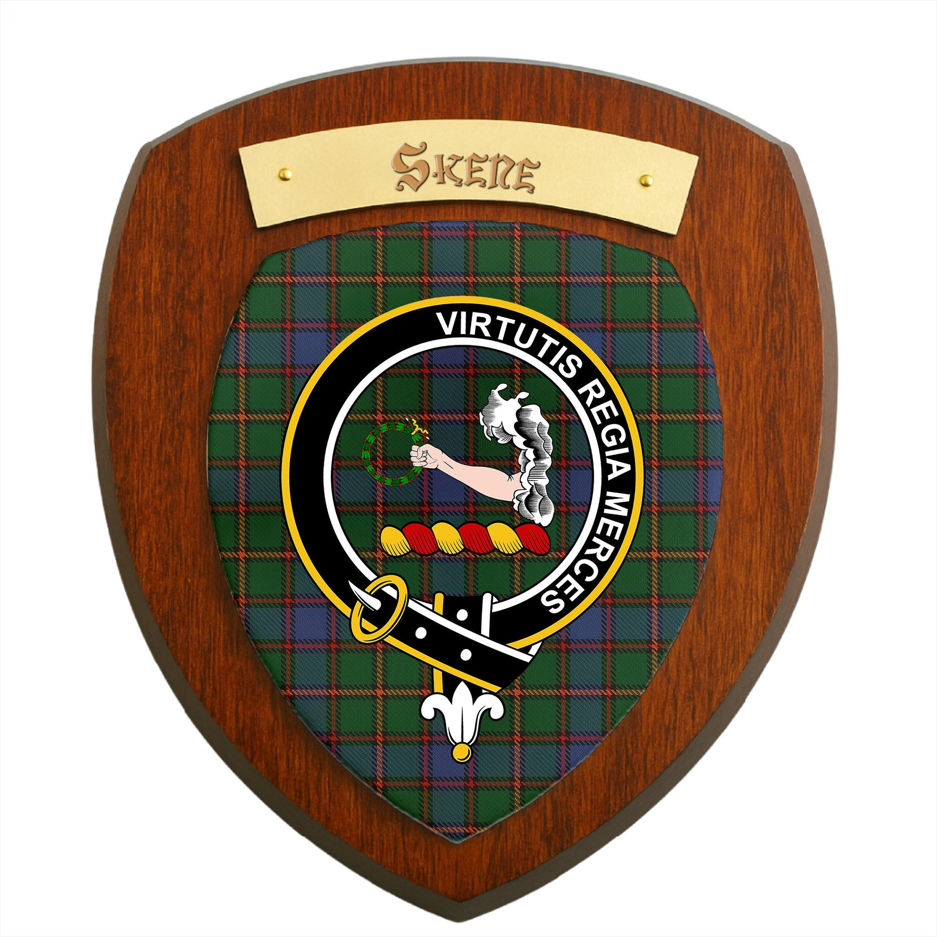 ScotsTee Shop Scottish Skene Clan Crest Scottish Tartan Wooden Wall Plaque