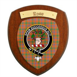 ScotsTee Shop Scottish Ross Ancient Clan Crest Scottish Tartan Wooden Wall Plaque
