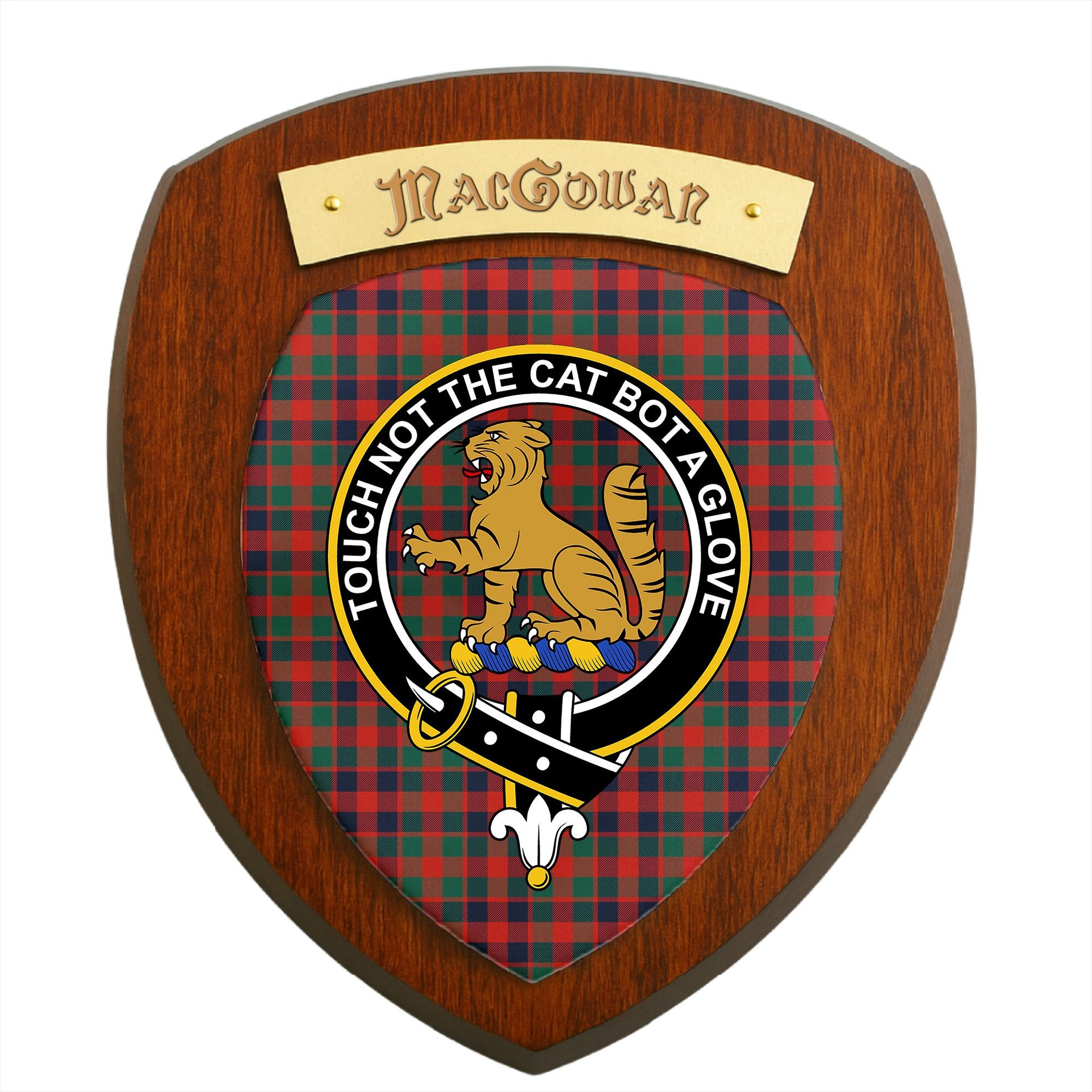 ScotsTee Shop Scottish MacGowan Modern Clan Crest Scottish Tartan Wooden Wall Plaque