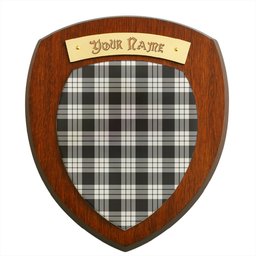 ScotsTee Shop Scottish McFarland Black White Clan Tartan Wooden Wall Plaque Personalize with Your Name