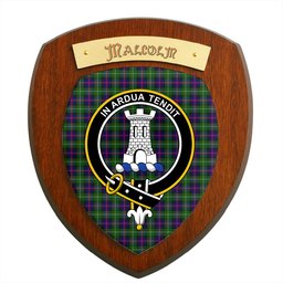 ScotsTee Shop Scottish Malcolm Modern Clan Crest Scottish Tartan Wooden Wall Plaque