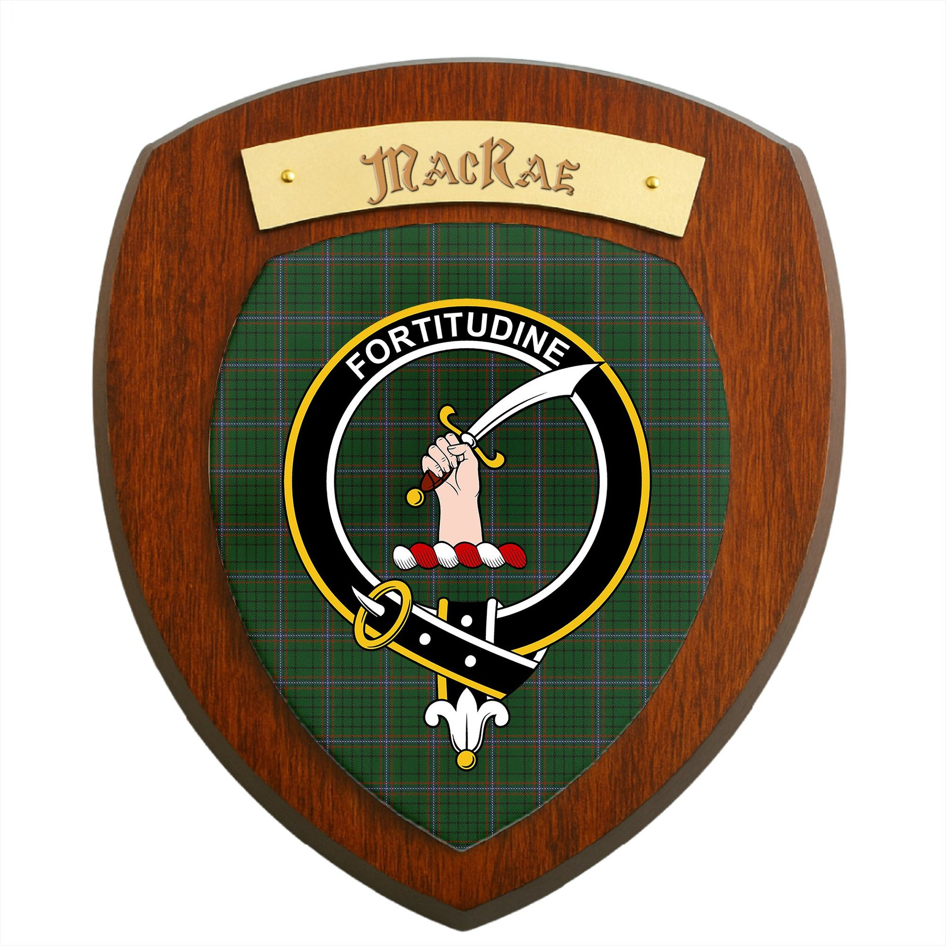 ScotsTee Shop Scottish MacRae Clan Crest Scottish Tartan Wooden Wall Plaque