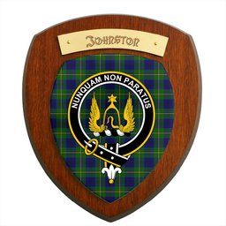 ScotsTee Shop Scottish Johnstone Modern Clan Crest Scottish Tartan Wooden Wall Plaque
