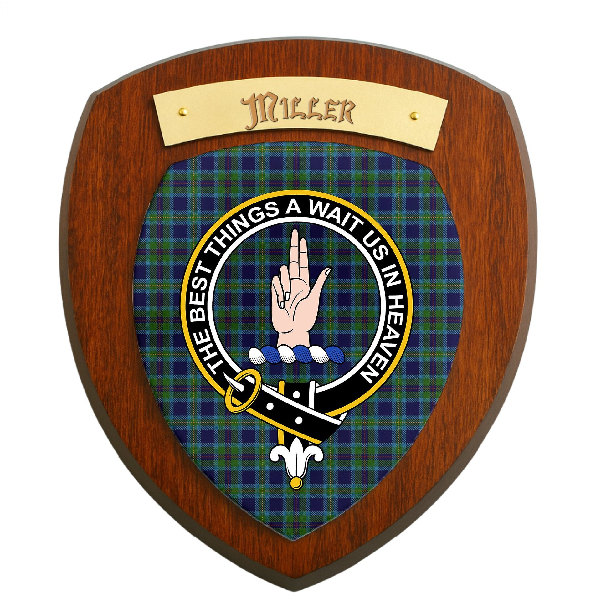 ScotsTee Shop Scottish Miller Clan Crest Scottish Tartan Wooden Wall Plaque