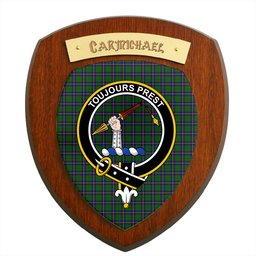 ScotsTee Shop Scottish Carmichael Modern Clan Crest Scottish Tartan Wooden Wall Plaque