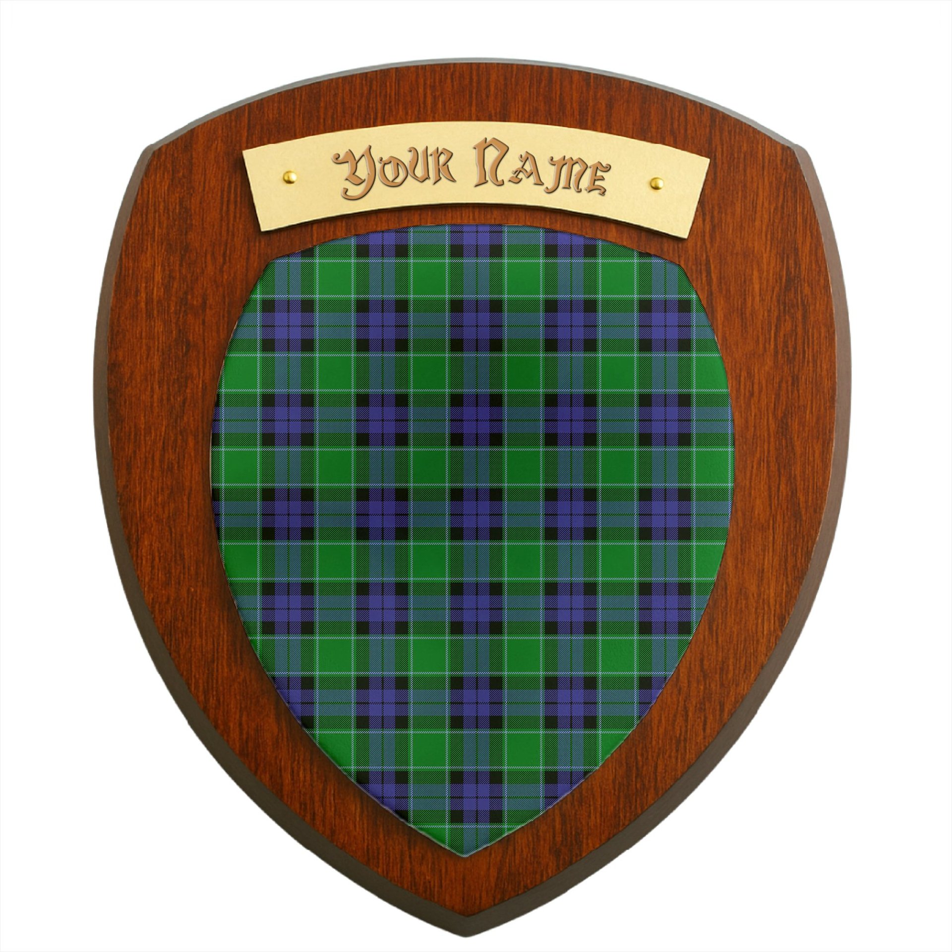 ScotsTee Shop Scottish Monteith Clan Tartan Wooden Wall Plaque Personalize with Your Name