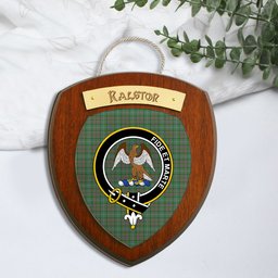 ScotsTee Shop Scottish Ralston USA Clan Crest Scottish Tartan Wooden Wall Plaque