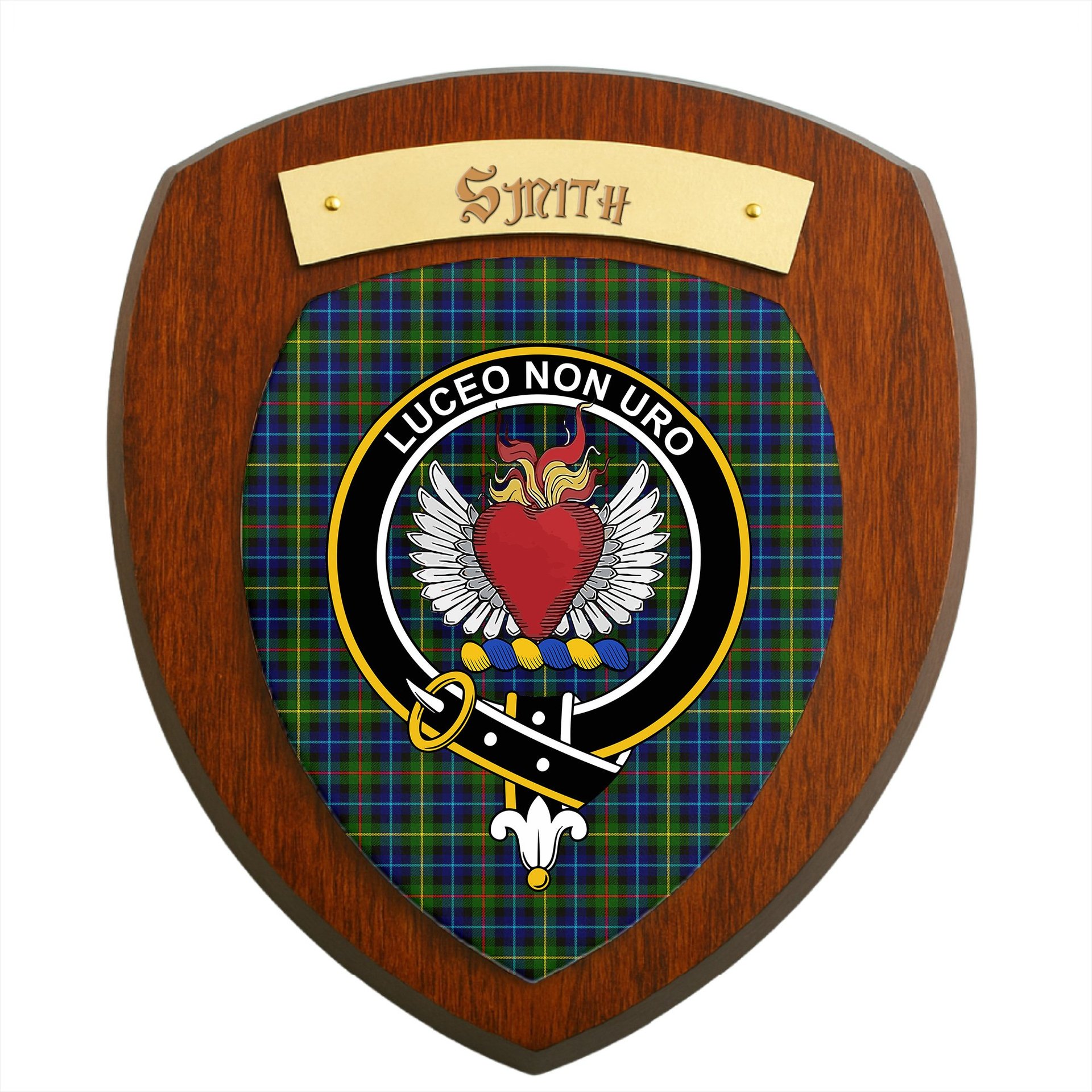 ScotsTee Shop Scottish Smith Modern Clan Crest Scottish Tartan Wooden Wall Plaque