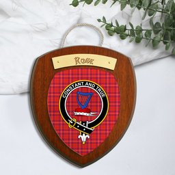 ScotsTee Shop Scottish Rose Modern Clan Crest Scottish Tartan Wooden Wall Plaque