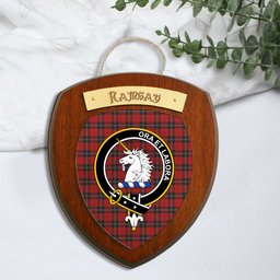 ScotsTee Shop Scottish Ramsay Clan Crest Scottish Tartan Wooden Wall Plaque