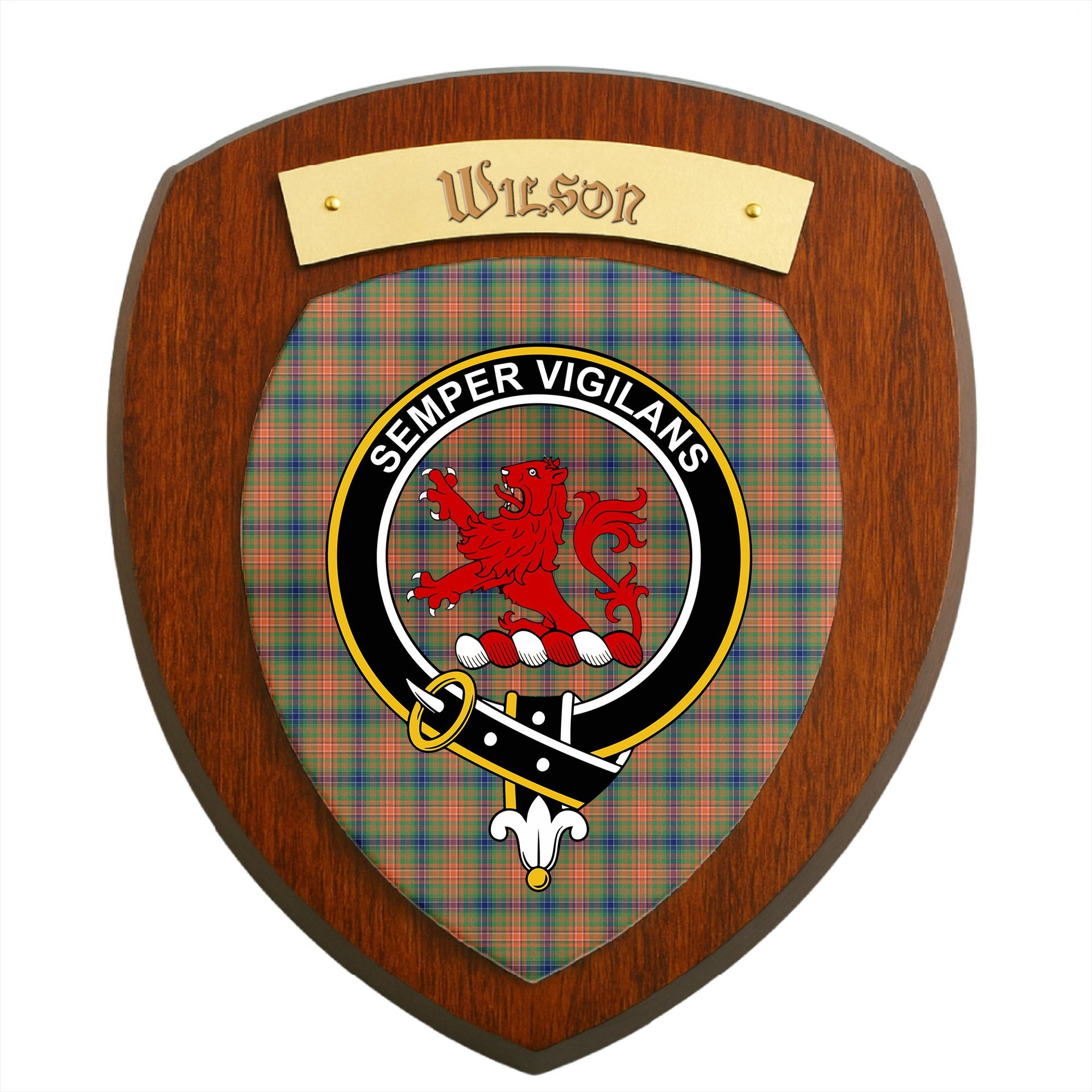 ScotsTee Shop Scottish Wilson Ancient Clan Crest Scottish Tartan Wooden Wall Plaque