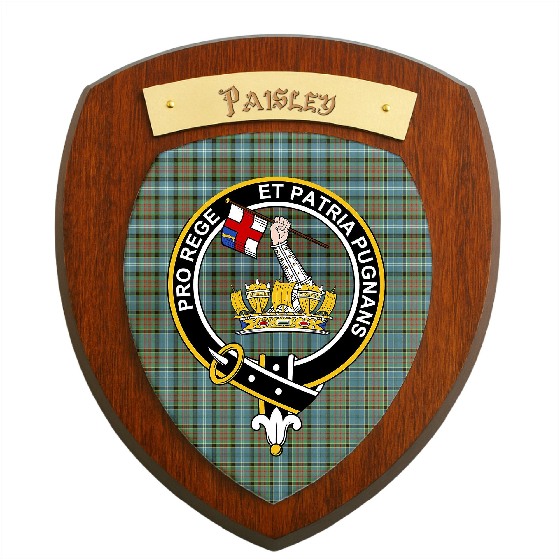 ScotsTee Shop Scottish Paisley District Clan Crest Scottish Tartan Wooden Wall Plaque