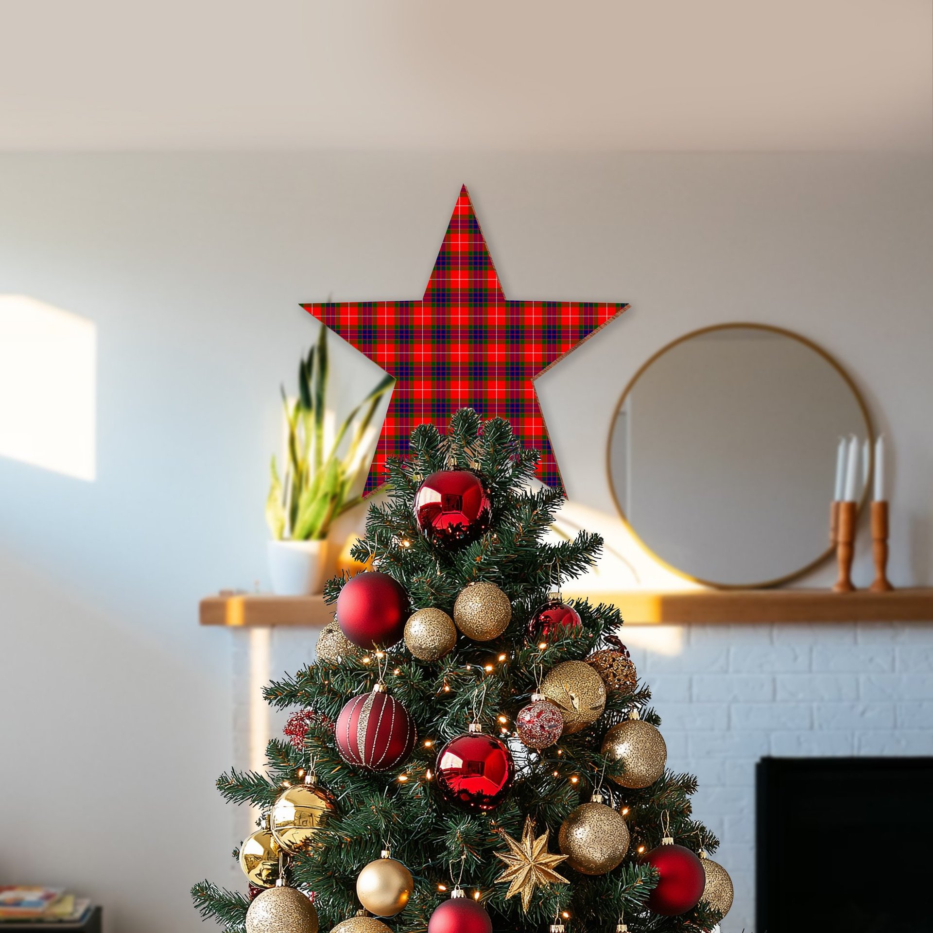 ScotsTee Shop Scottish Abernethy Tartan Wooden Christmas Tree Topper