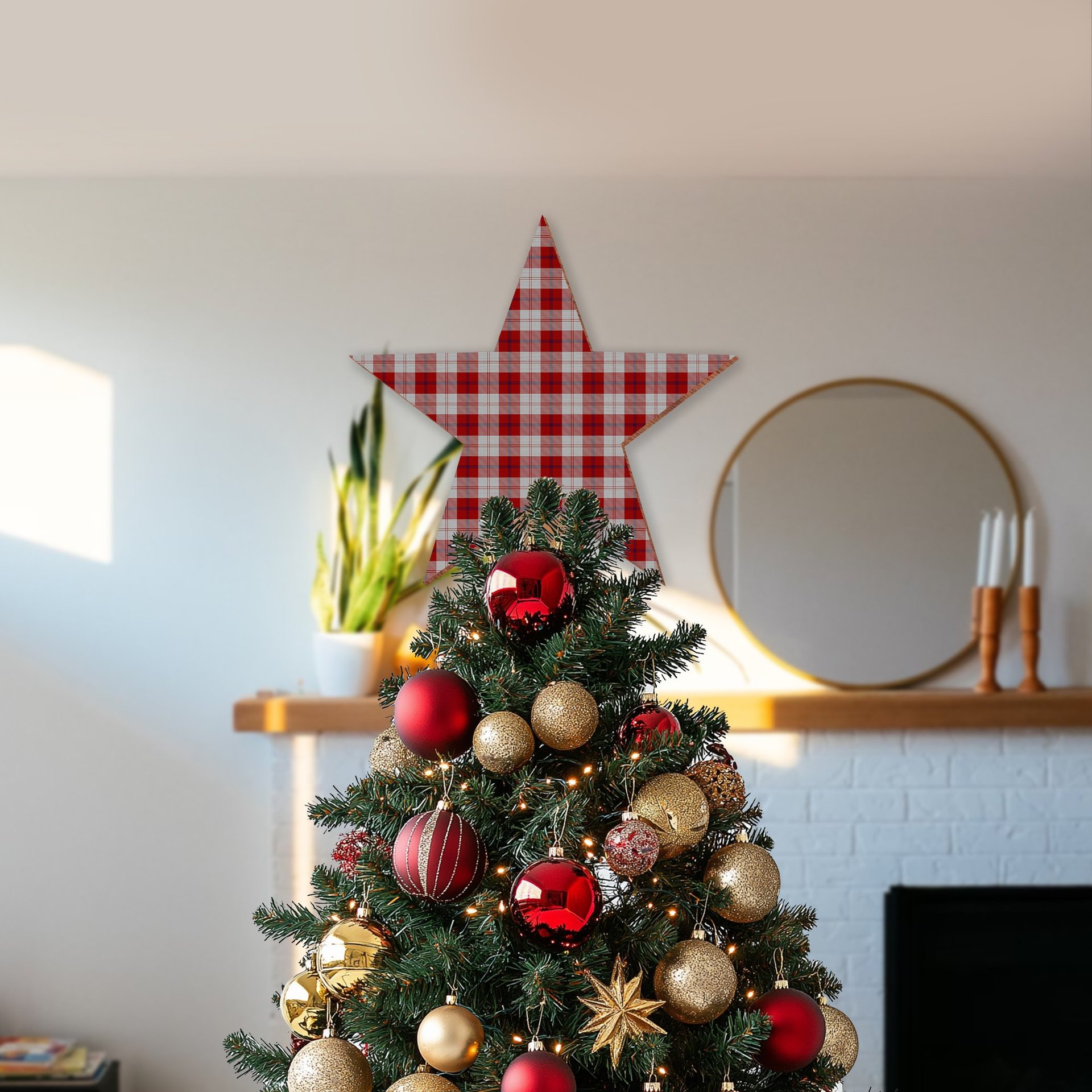 ScotsTee Shop Scottish Cunningham Dress Tartan Wooden Christmas Tree Topper