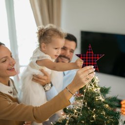 ScotsTee Shop Scottish Brown Modern Tartan Wooden Christmas Tree Topper